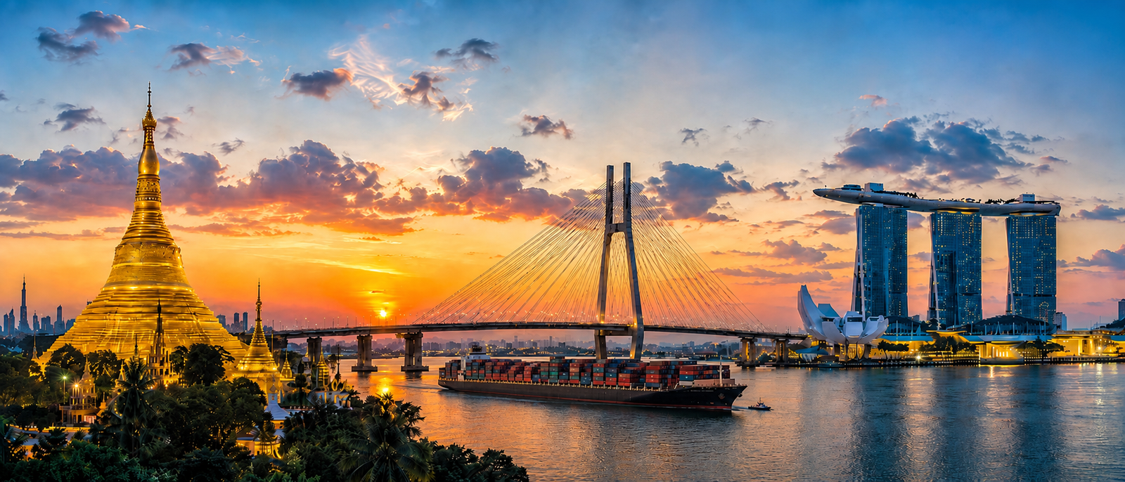 Myanmar and Singapore connected by regional maritime trade